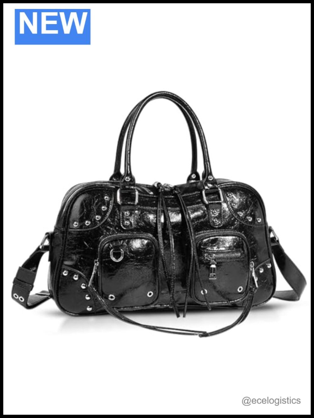 Vintage Faux Leather Large Tote Shoulder Bag Work Travel